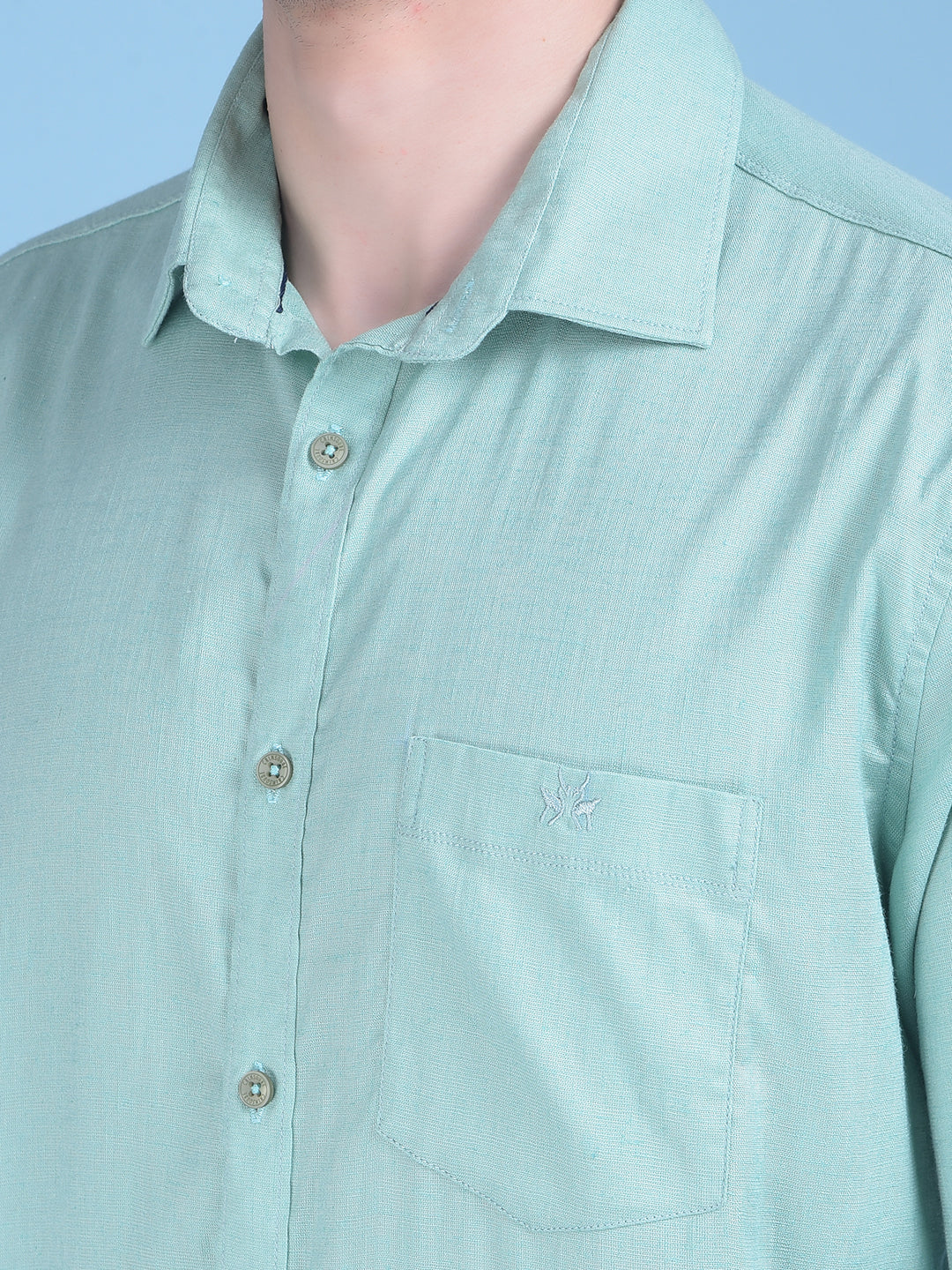 Green Linen Shirt-Men Shirts-Crimsoune Club