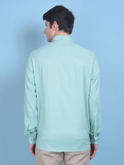 Green Linen Shirt-Men Shirts-Crimsoune Club