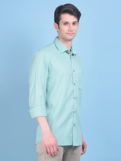 Green Linen Shirt-Men Shirts-Crimsoune Club
