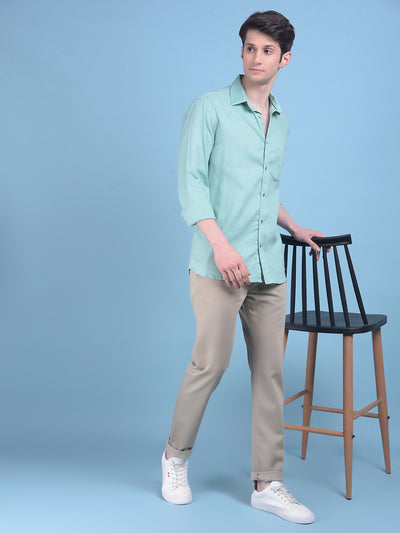 Green Linen Shirt-Men Shirts-Crimsoune Club