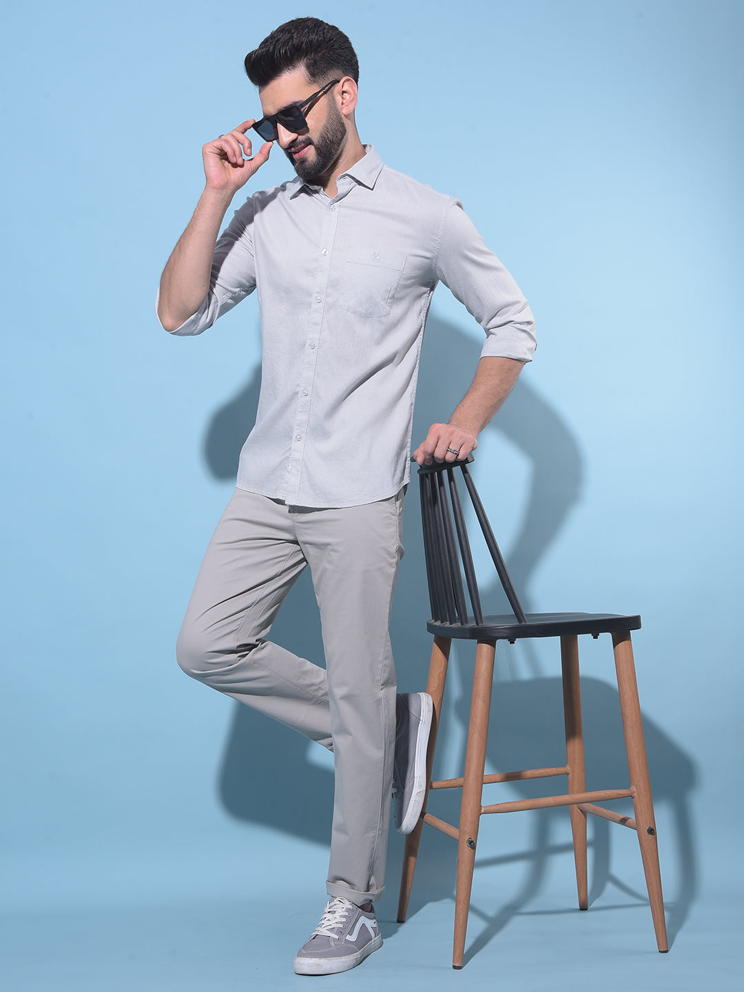 Grey Linen Shirt-Men Shirts-Crimsoune Club