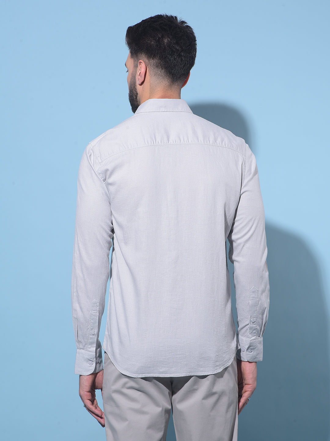 Grey Linen Shirt-Men Shirts-Crimsoune Club