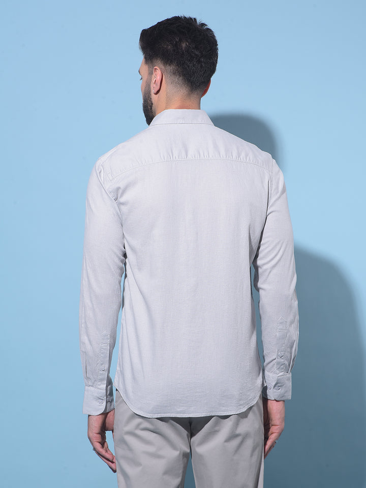 Grey Linen Shirt-Men Shirts-Crimsoune Club