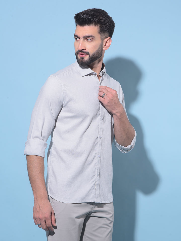 Grey Linen Shirt-Men Shirts-Crimsoune Club