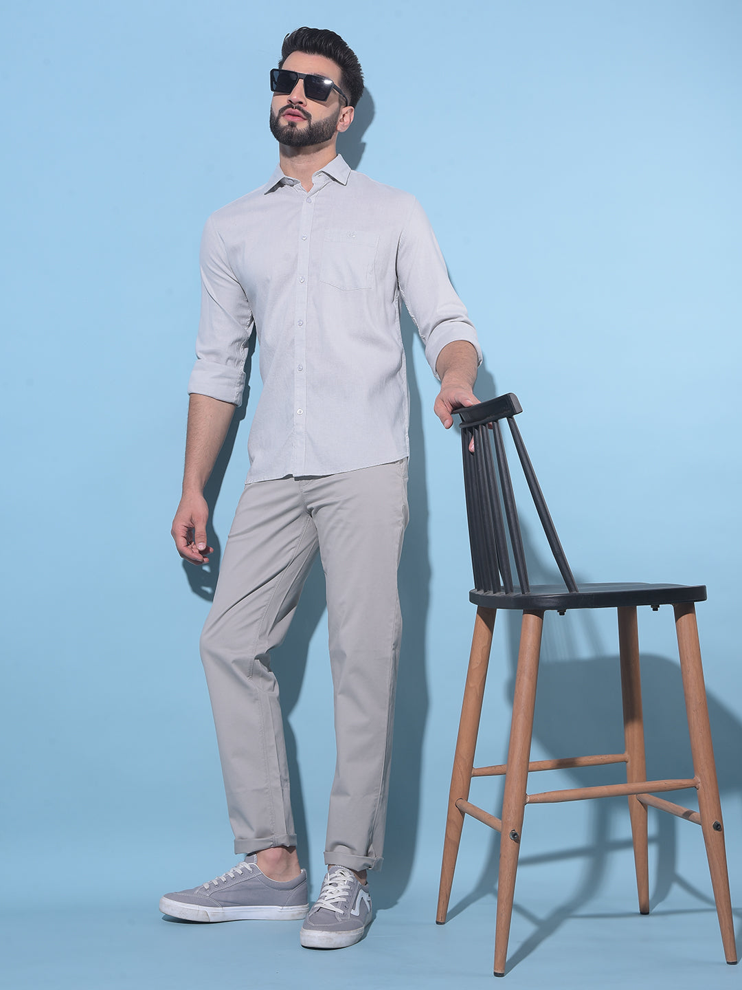 Grey Linen Shirt-Men Shirts-Crimsoune Club
