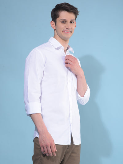 White 100% Cotton Shirt-Men Shirts-Crimsoune Club