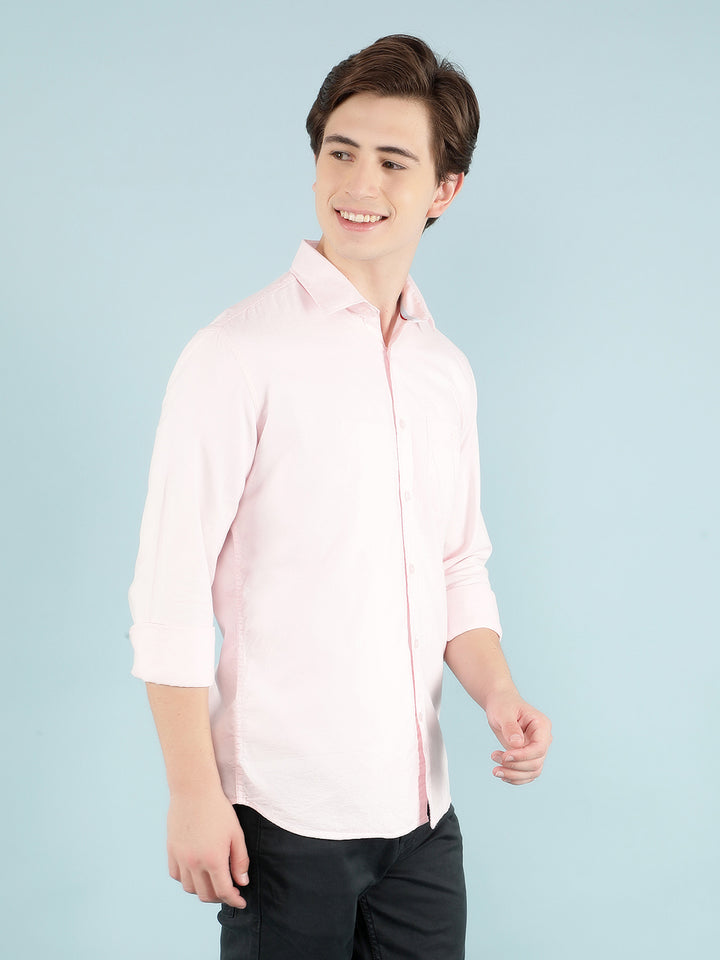 Pink 100% Cotton Shirt-Men Shirts-Crimsoune Club