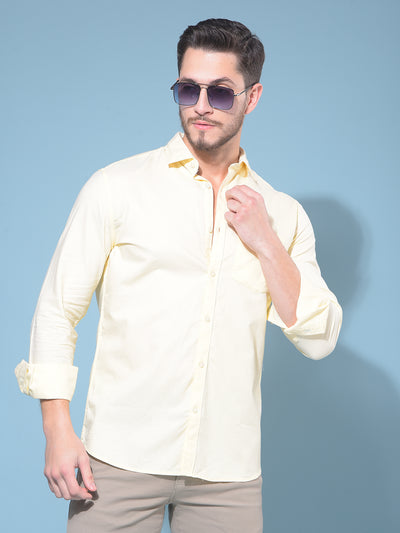 Yellow 100% Cotton Shirt-Men Shirts-Crimsoune Club