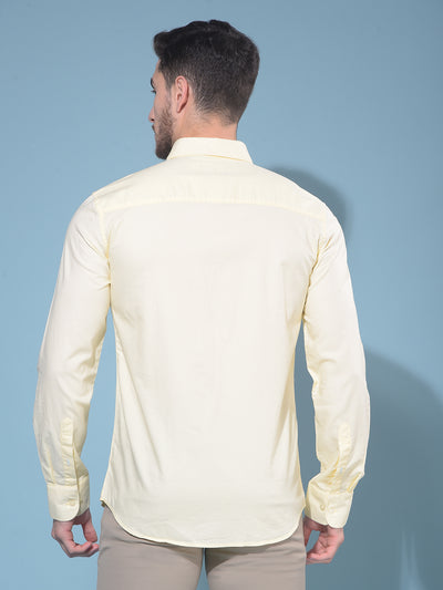 Yellow 100% Cotton Shirt-Men Shirts-Crimsoune Club