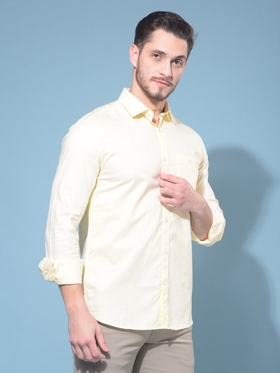 Yellow 100% Cotton Shirt-Men Shirts-Crimsoune Club