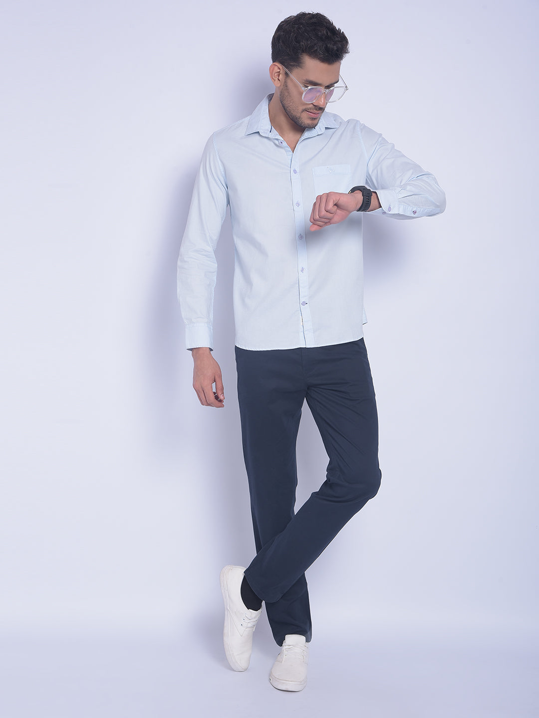 Blue Printed Shirt-Men Shirts-Crimsoune Club