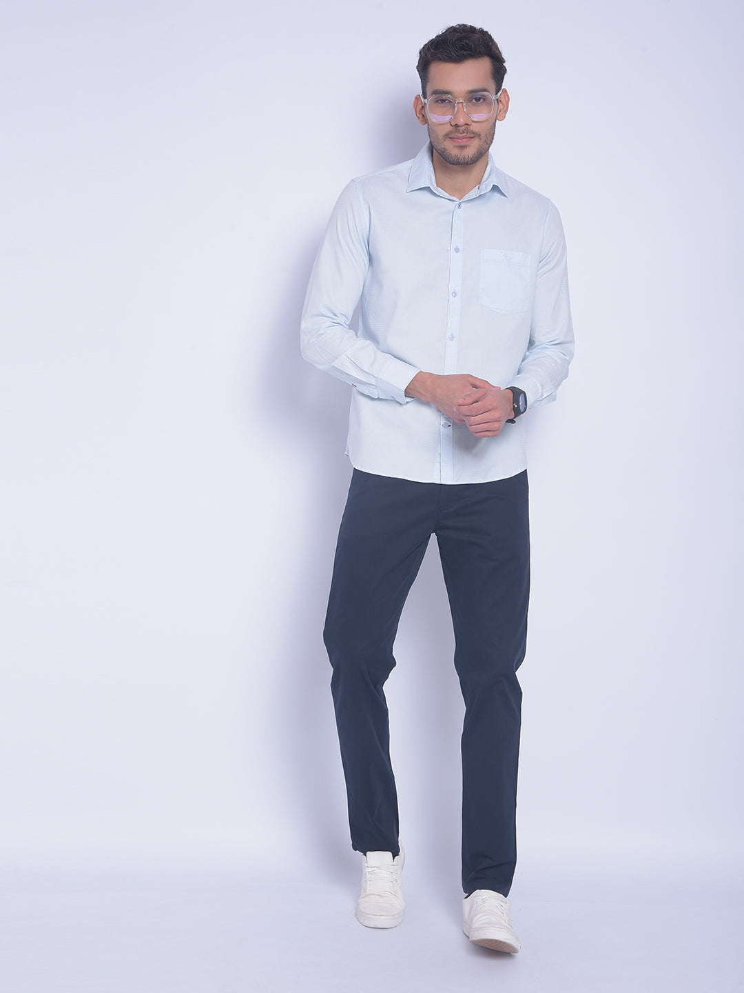 Blue Printed Shirt-Men Shirts-Crimsoune Club