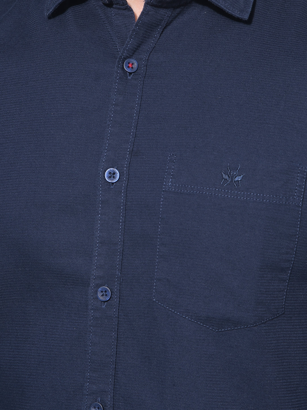 Navy Blue 100% Cotton Shirt-Men Shirts-Crimsoune Club