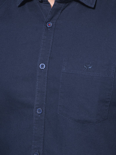 Navy Blue 100% Cotton Shirt-Men Shirts-Crimsoune Club