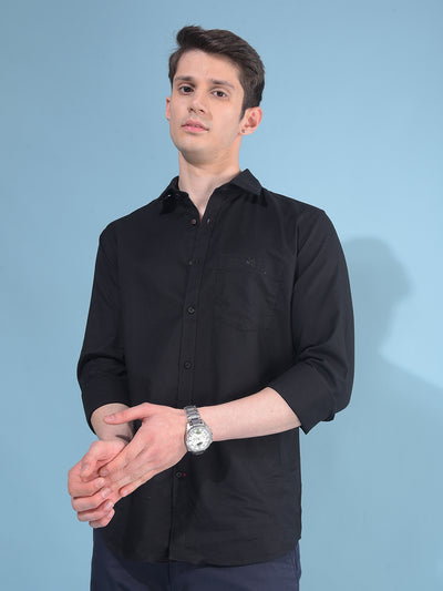 Black 100% Cotton Shirt-Men Shirts-Crimsoune Club