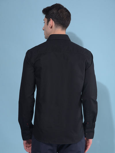 Black 100% Cotton Shirt-Men Shirts-Crimsoune Club
