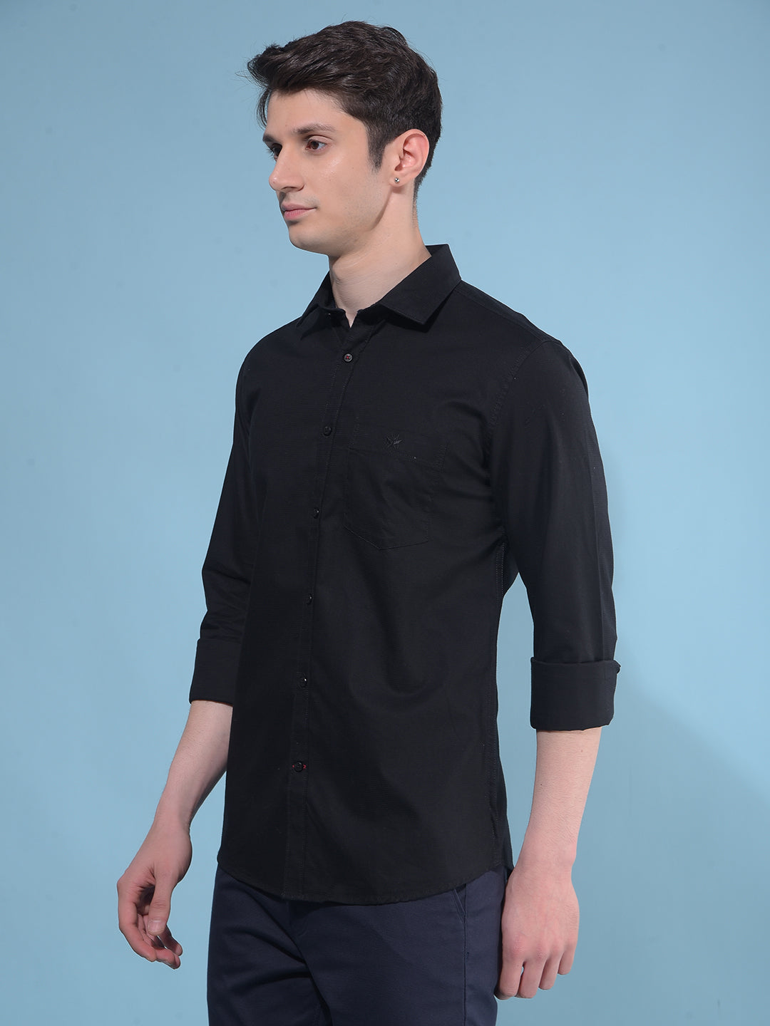 Black 100% Cotton Shirt-Men Shirts-Crimsoune Club