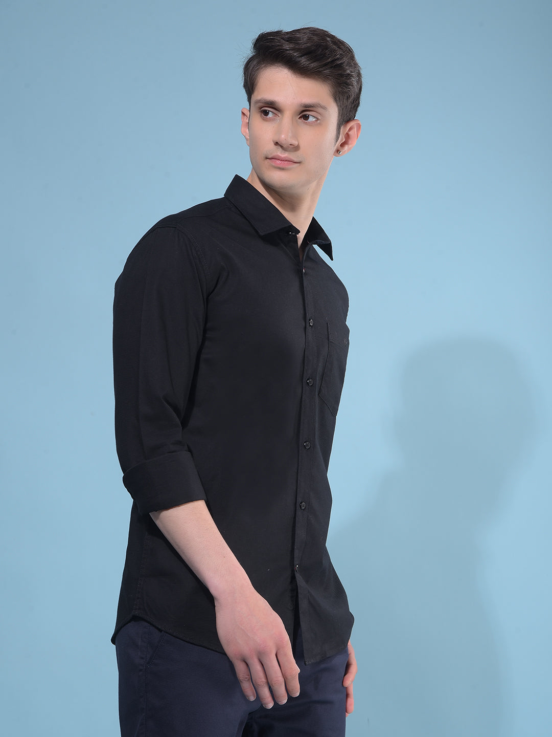 Black 100% Cotton Shirt-Men Shirts-Crimsoune Club