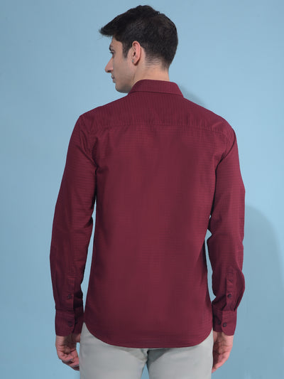 Maroon Printed Cotton Shirt-Men Shirts-Crimsoune Club