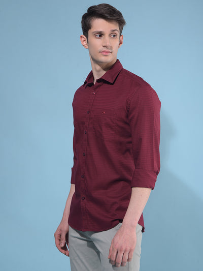 Maroon Printed Cotton Shirt-Men Shirts-Crimsoune Club