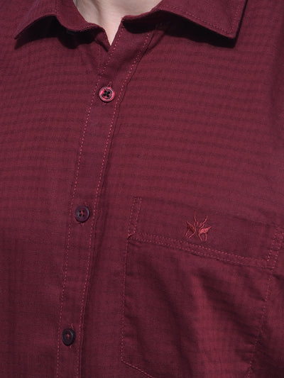 Maroon Printed Cotton Shirt-Men Shirts-Crimsoune Club