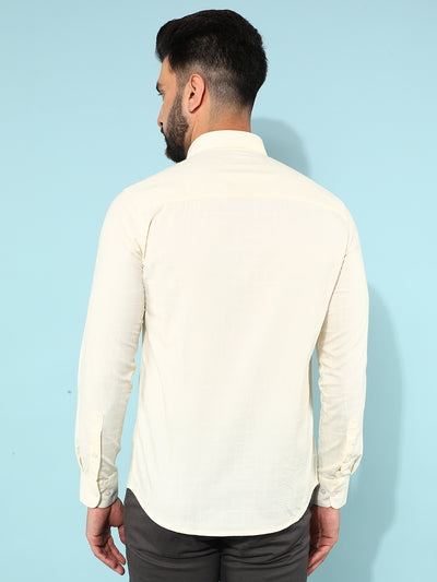 Beige 100% Cotton Checked Shirt-Men Shirts-Crimsoune Club