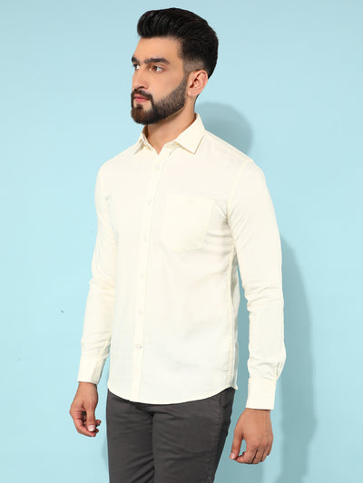 Beige 100% Cotton Checked Shirt-Men Shirts-Crimsoune Club