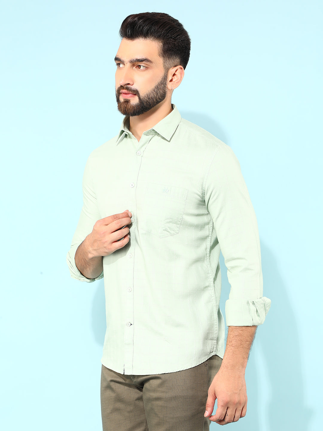 Blue Horizontal Striped 100% Cotton Shirt-Men Shirts-Crimsoune Club