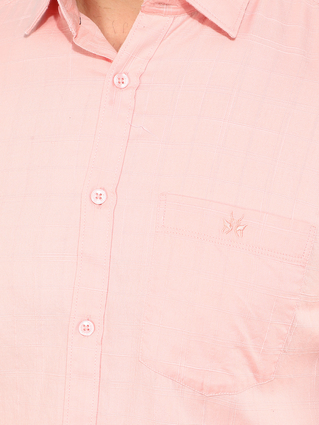 Pink 100% Cotton Checked Shirt-Men Shirts-Crimsoune Club