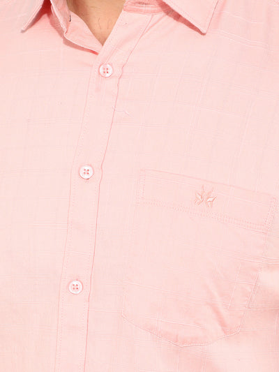Pink 100% Cotton Checked Shirt-Men Shirts-Crimsoune Club