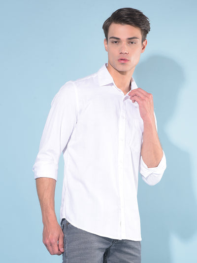 White 100% Cotton Shirt-Men Shirts-Crimsoune Club