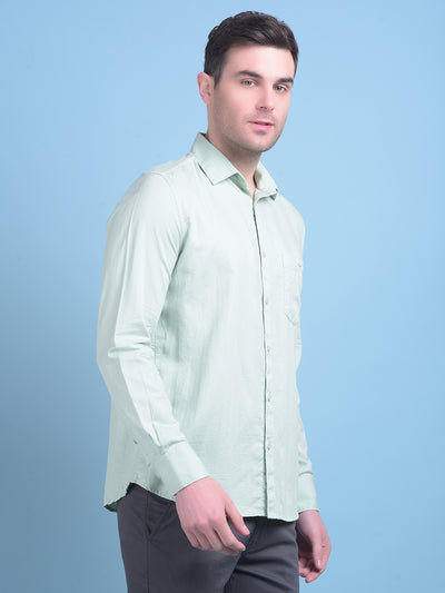 Green 100% Cotton Shirt-Men Shirts-Crimsoune Club