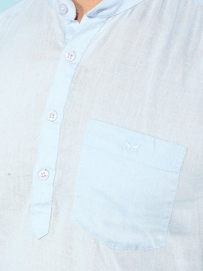 Blue Linen Shirt-Men Shirts-Crimsoune Club