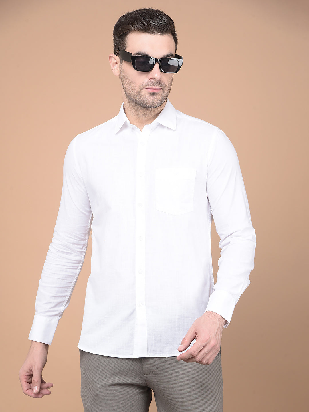 White 100% Cotton Shirt-Men Shirts-Crimsoune Club