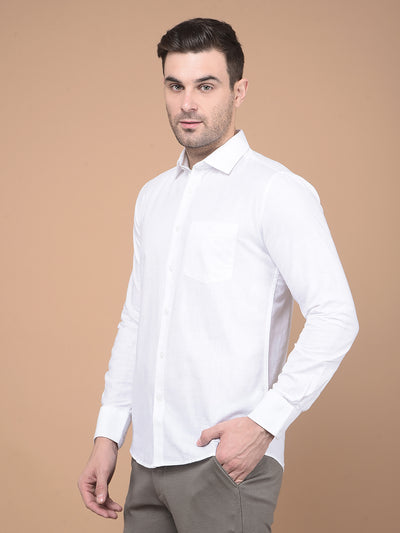 White 100% Cotton Shirt-Men Shirts-Crimsoune Club