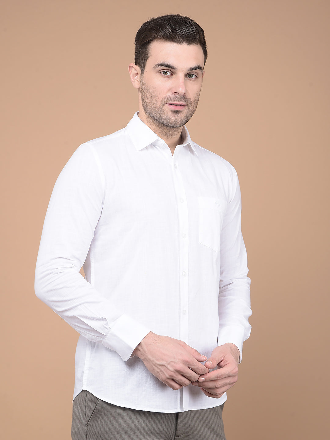 White 100% Cotton Shirt-Men Shirts-Crimsoune Club