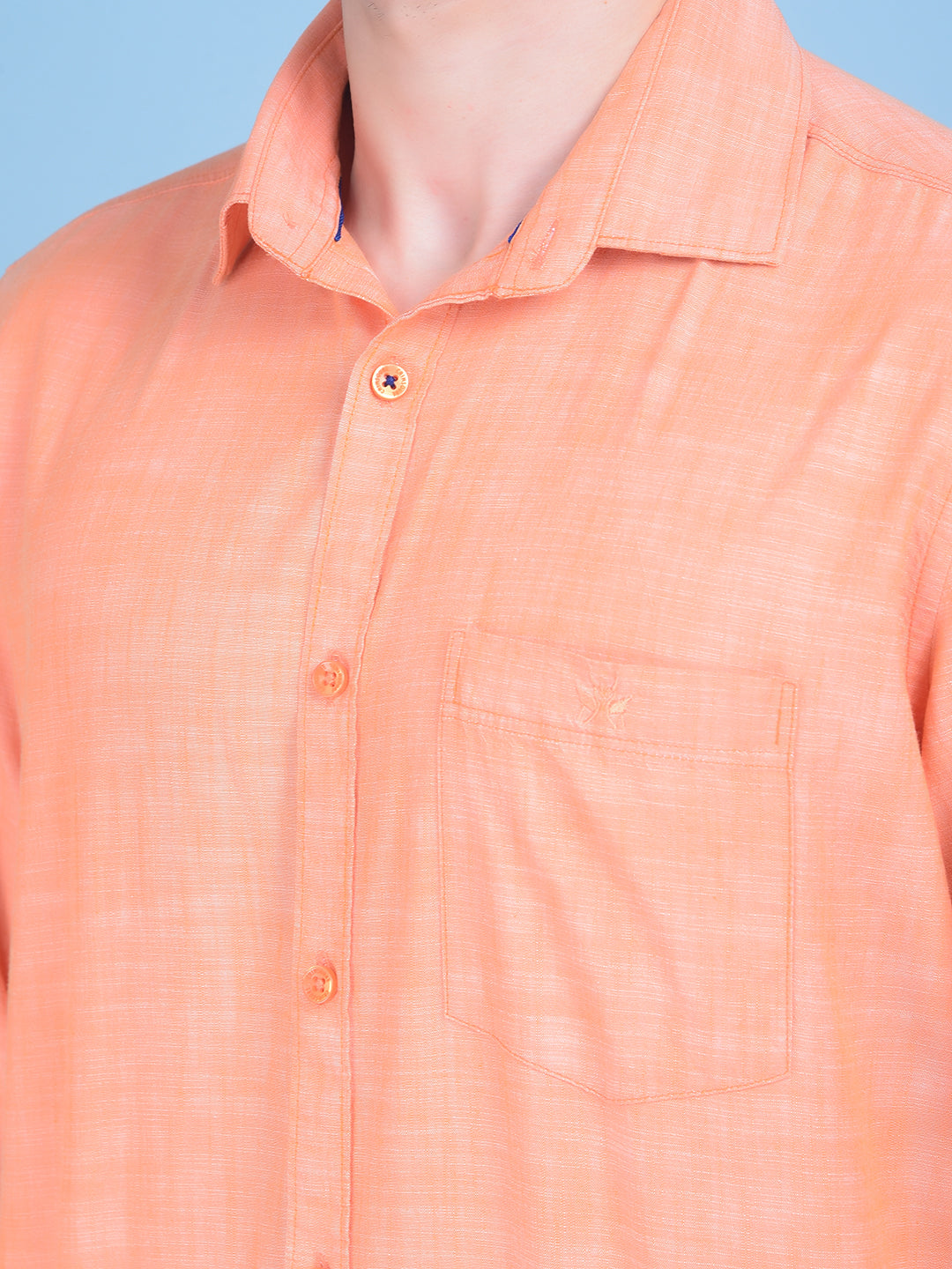 Peach Printed 100% Cotton Shirt-Men Shirts-Crimsoune Club