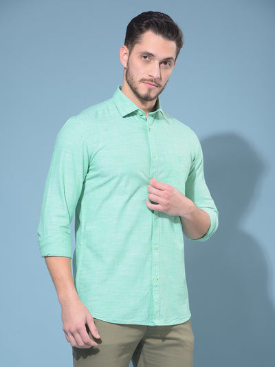 Green Textured Print 100% Cotton Shirt-Men Shirts-Crimsoune Club