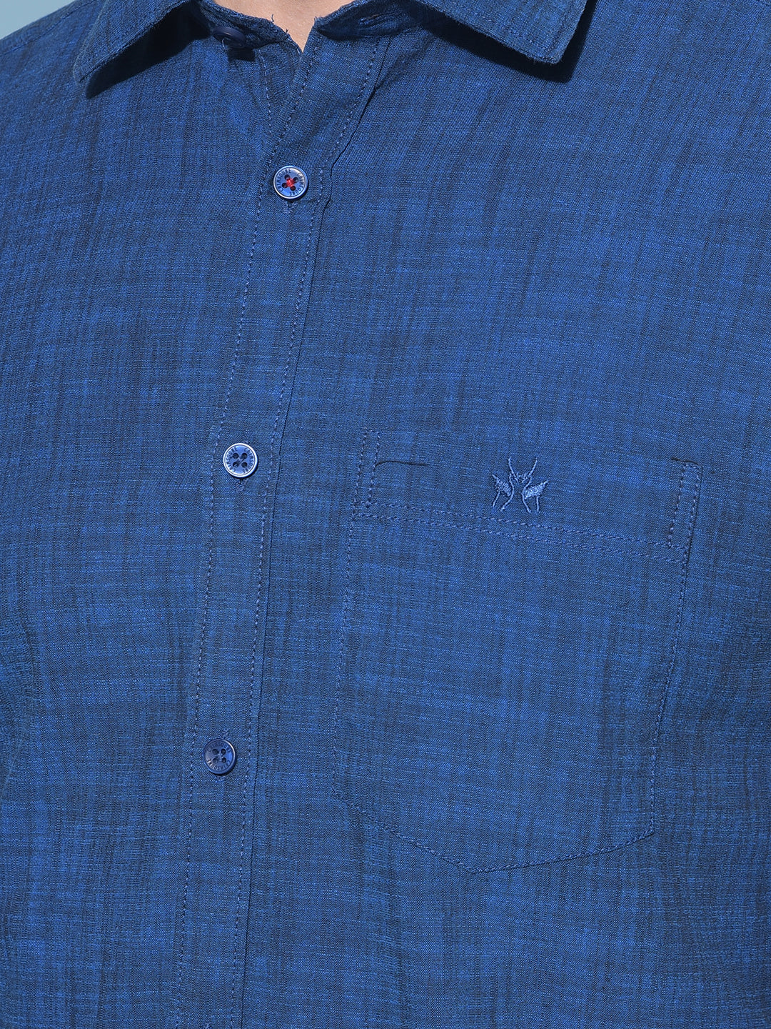 Blue Textured Print 100% Cotton Shirt-Men Shirts-Crimsoune Club