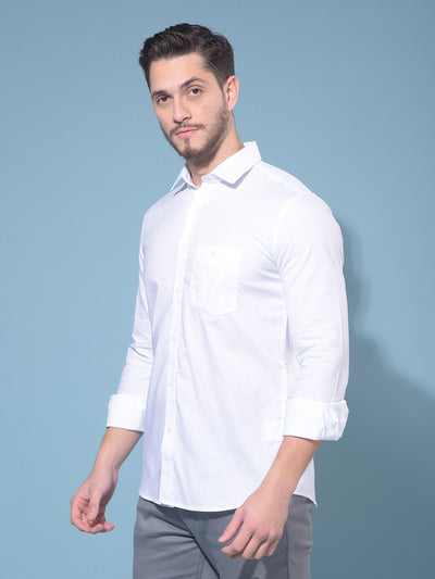 White 100% Cotton Shirt-Men Shirts-Crimsoune Club