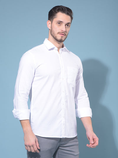 White 100% Cotton Shirt-Men Shirts-Crimsoune Club