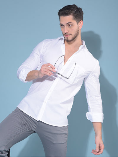 White 100% Cotton Shirt-Men Shirts-Crimsoune Club