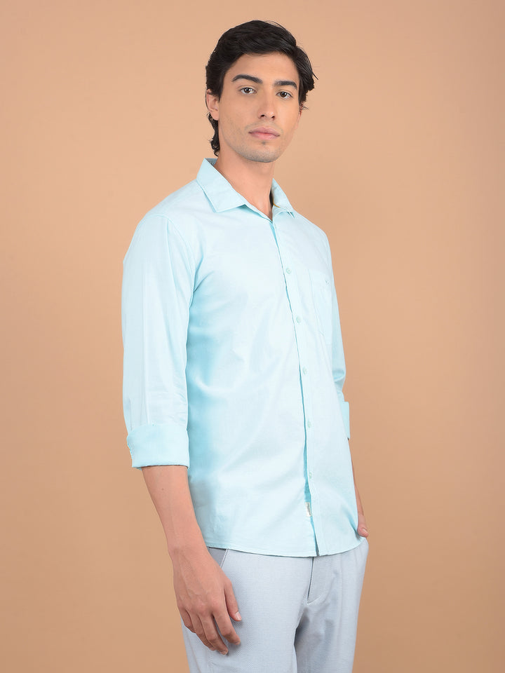 Blue 100% Cotton Shirt-Men Shirts-Crimsoune Club