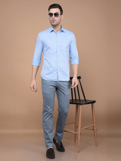 Blue 100% Cotton Shirt-Men Shirts-Crimsoune Club