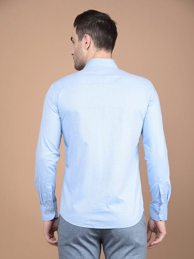 Blue 100% Cotton Shirt-Men Shirts-Crimsoune Club