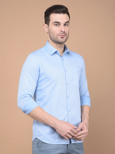 Blue 100% Cotton Shirt-Men Shirts-Crimsoune Club
