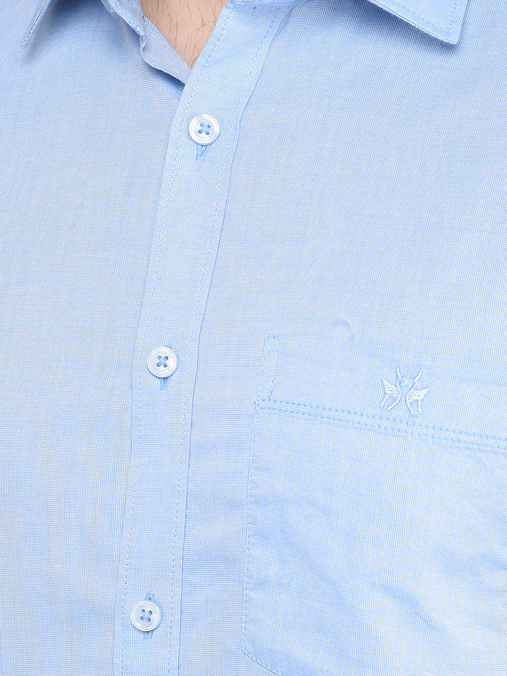 Blue 100% Cotton Shirt-Men Shirts-Crimsoune Club