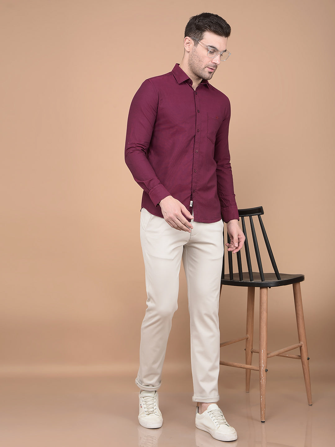 Maroon 100% Cotton Shirt-Men Shirts-Crimsoune Club