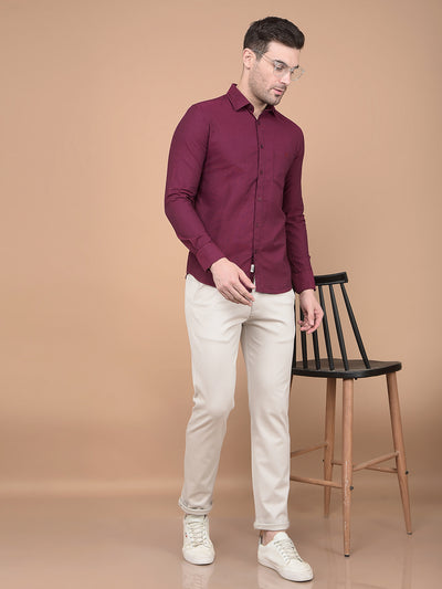 Maroon 100% Cotton Shirt-Men Shirts-Crimsoune Club