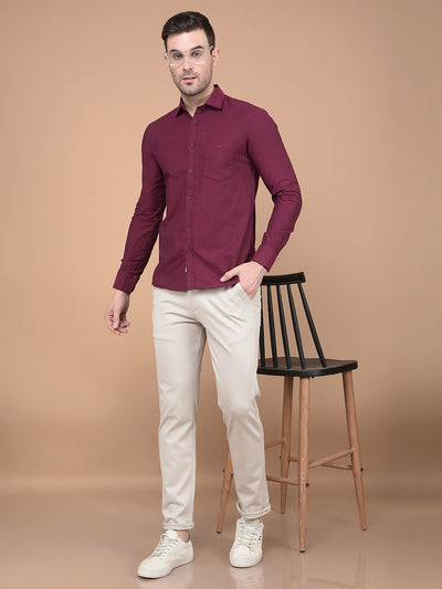 Maroon 100% Cotton Shirt-Men Shirts-Crimsoune Club